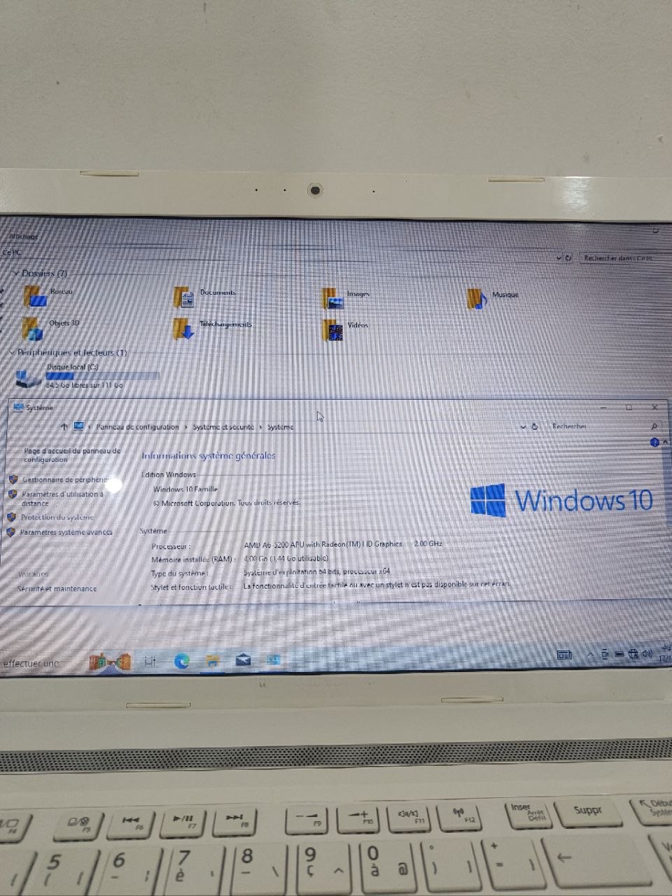 Laptop Toshiba Satellite 15.6" AMD A6-5200 4 Go SSD 120 Go Windows 10 (occasion)